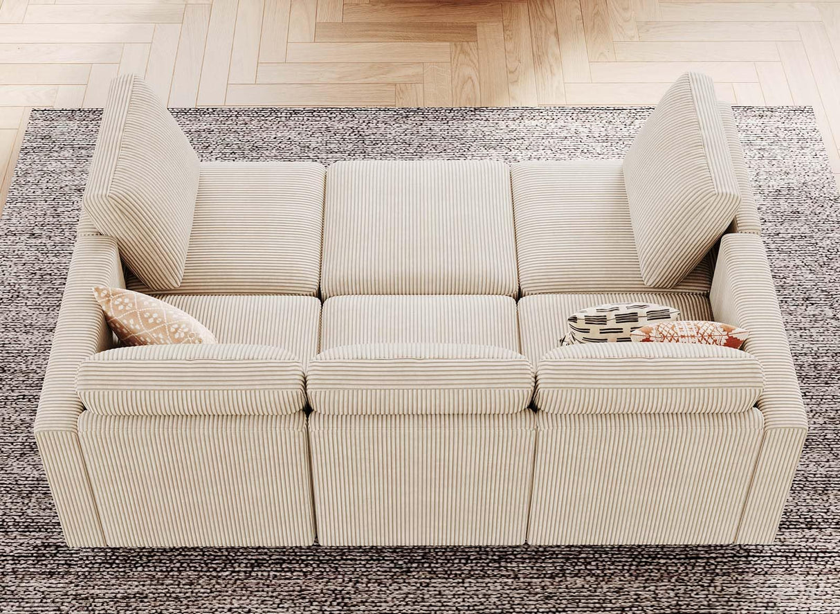 Belffin Modular Sectional Sleeper with Storage Ottoman Corduroy Sectional Couch with Chaise Convertible Modern Sectional Sofa Couch Beige Belffin