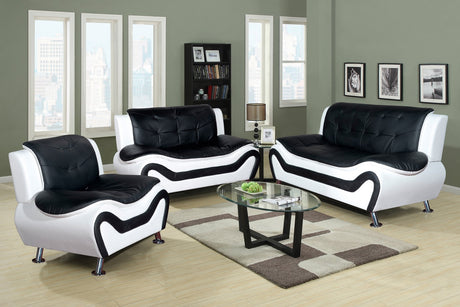 Beverly Fine Furniture 3 Piece Aldo Modern Sofa Set, Black/White Beverly Fine Furniture
