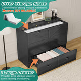 Hlivelood Full Size Murphy Chest Bed with Drawer and Charging Station, Farmhouse Wood Space-Saving Hidden Folding Bed Chest, Multifunctional Storage Cabinet Beds for Bedroom, Office, Black Hlivelood