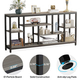 Tribesigns Console Sofa Table, 70.9 inch Extra Long Console Table Behind Couch with Storage Shelves, 3-Tier Modern Narrow Entryway Hallway Accent Table for Living Room, Grey Tribesigns