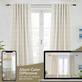 DriftAway 2 Panels 100% Blackout Windowpane Plaid Linen Curtains Double Layer Drapes for Bedroom 84 Inches Long Farmhouse Thermal Insulated 3.25 Inch Rod Pocket Back Tab for Living Room Taupe DriftAway