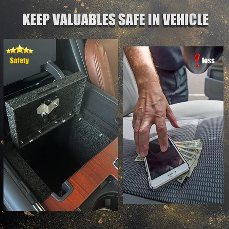 JIKE Center Console Gun Safe - Console Gun Vault Compatible with Mercedes-Benz GLE 2020-2025, High Security Armrest Lock Box with Fingerprint Lock with Backup Key. JIKE
