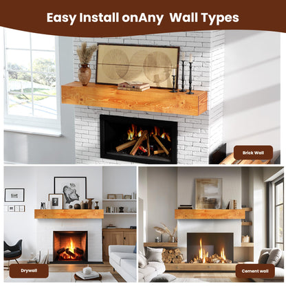 COSHOMER Fireplace Mantel - Floating Mantel Shelf, Wood Mantels for Over Fireplace, Wall-Mounted Mantels, Weight Capacity 60lbs, 60 X 9 X 6 inch, Oak