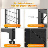 EnHomee 49.2" W Dresser with Hanging Rack & 6 Fabric Drawers – Wooden Top Organize Unit Featuring LED Lights, Charging Station & Grid Panel for Bedroom, Rustic Brown EnHomee