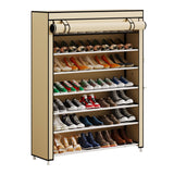 Calmootey 7 Tier Shoe Rack Organizer to Hold 35 Pairs, Portable Shoe Shelf with Nonwoven Fabric Cover for Closet Hallway, Bedroom, Entryway, Beige Calmootey