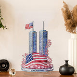 MAXBYE Twin Towers Tabletop Diamond Art Painting Kit, DIY 5D Diamond Painting Kits, Special Shaped Diamond Desktop Ornament, Home Stand Up Gem Painting Sculpture Craft Kit, Diamond Art Statues MAXBYE