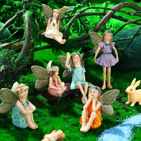 Roowest 19 Pcs Miniatures Garden Fairies Kit Garden Accessories Miniatures Bunny Squirrel Owl Animals Cute Tiny Mushroom Mini Pond Bridge Figurine for DIY Home Micro Landscape Terrarium Ornaments Roowest