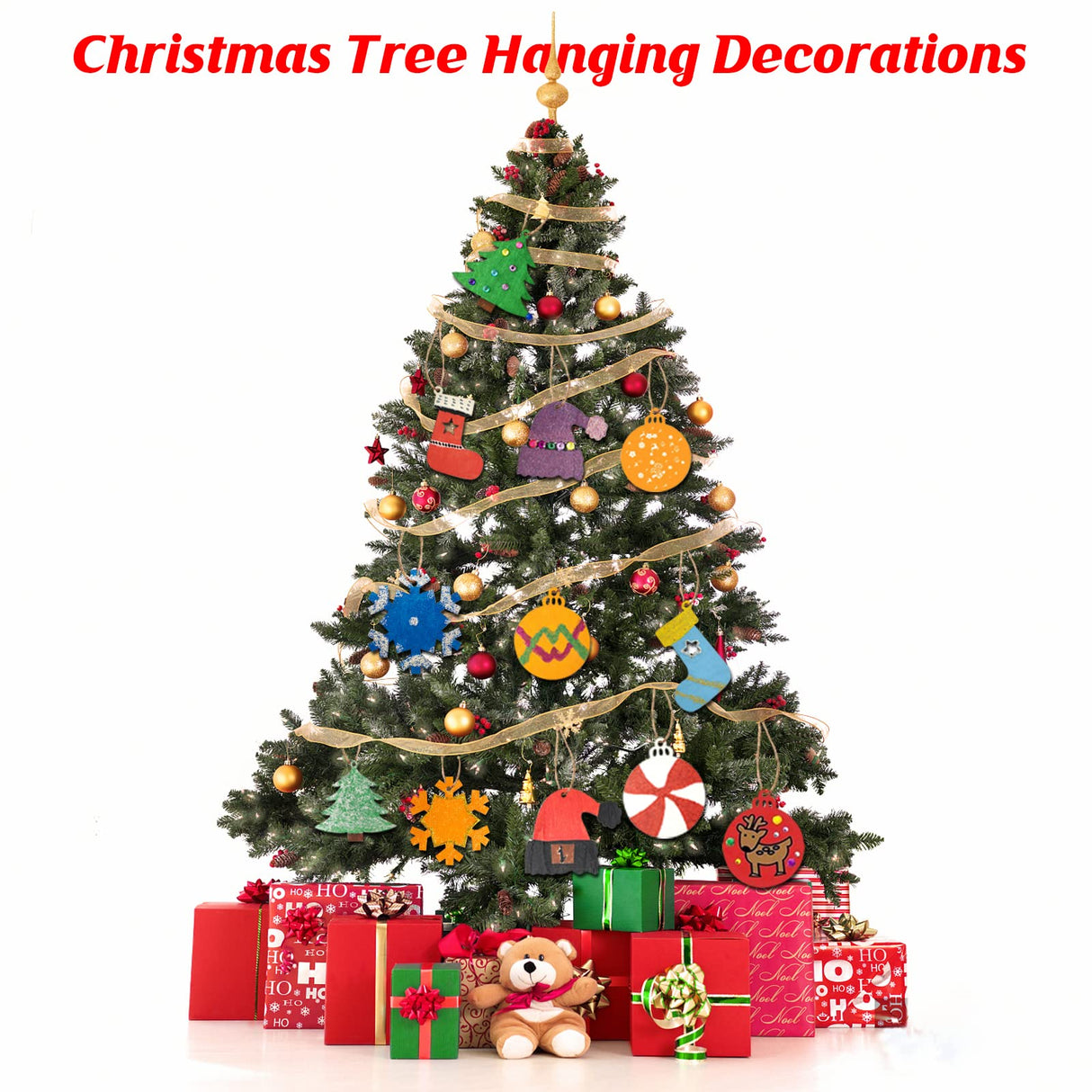 Christmas Wooden Painting Craft Kit, Paint Your Own Xmas Ornaments, Unfinished Wood Slices Christmas Crafts for Kids Adults, Art and Craft Supplies for Christmas Tree Hanging Decorations Collabell