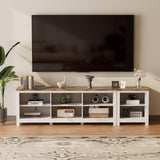 BVIUNTWO TV Stand for 85 Inch TV, White Entertainment Center for 80 inch TV Console Table with 8 Cubby Storage for Living Room Bedroom BVIUNTWO