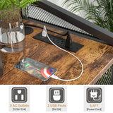 Unikito 3-Tier Lateral Office Filing Cabinets with Socket and USB Charging Port, Modern Printer Stand and Paper Shredder Stand Rack with Wheels and Open Storage Shelves for Home Office, Rustic Brown Unikito