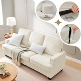 Zelimon Couches for Living Room, 82” Spacious Deep Seat Sofa for Living Room/Bedroom/Office/Apartment, Sofa Bed for Small Spaces, Detachable Futon Couch Cover, Easy to Install, Beige Teddy Fleece Zelimon