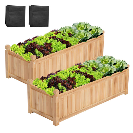 VIVOSUN 3.6 x 1.3Ft Wooden Raised Garden Bed, 43.5 x 16 x 14 Inches, Outdoor Wood Planter Box with Screwdriver and a Liner for Garden, Patio, Balcony, Backyard and Outdoors, 2Pcs VIVOSUN