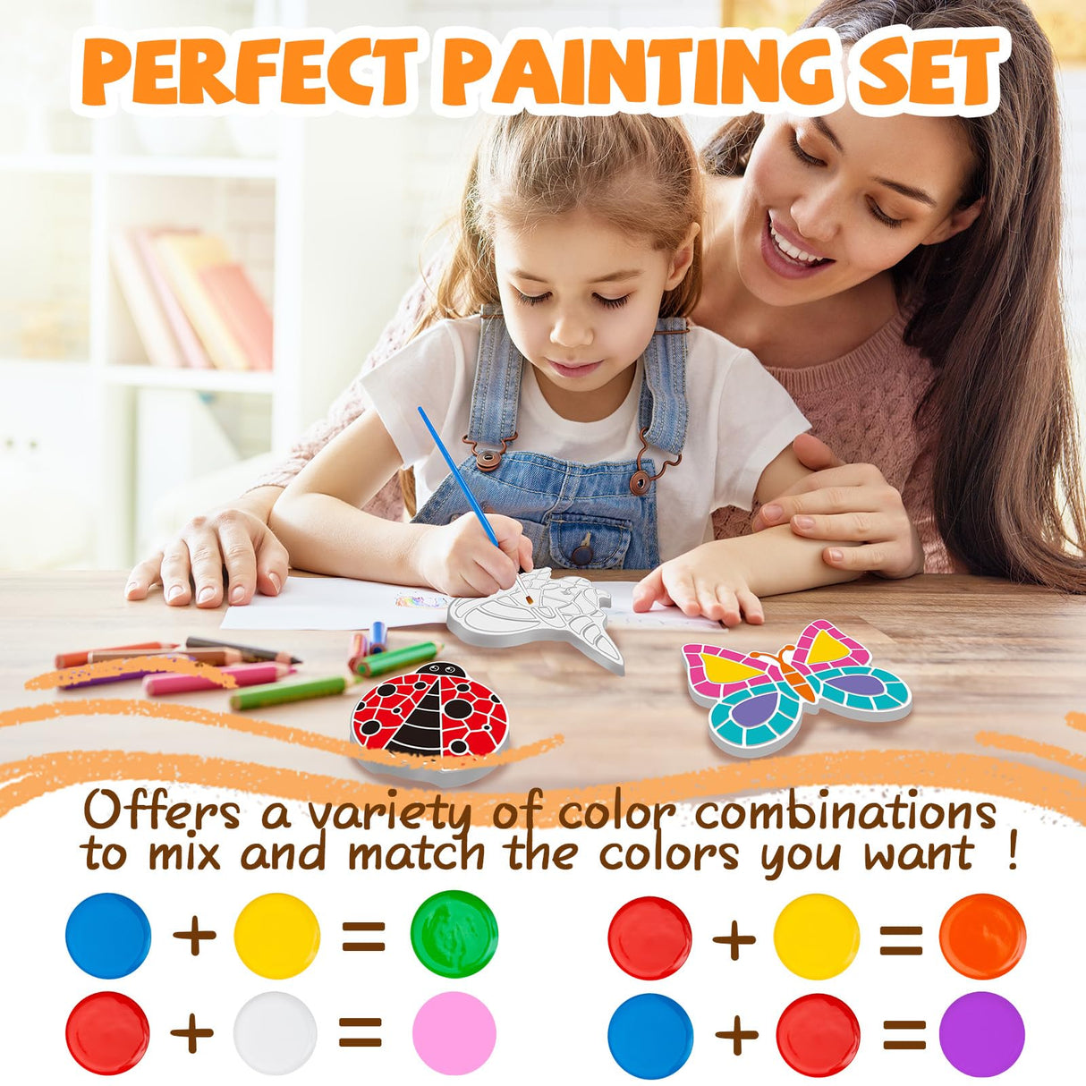 Stepping Stones Painting Kit for Kids Ages 4-12 - 5 Pack Paint Your Own Garden Stones with Butterfly, Unicorn & Ladybug Designs, Outdoor Art & Craft Activity Set, Creative Summer Gift for Boys & Girls Hdsahdok