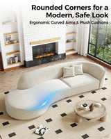 Anzhap 110" Luxury L-Shaped Curved Sofa – Modern Plush Microfiber Couch with Rounded Corners, Ergonomic High-Density Foam, Solid Wood Frame, Elegant Living Room Couch,Left Anzhap