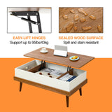 Houseables Lift Top Coffee Table with Storage, Brown Wood Coffee Table with Lifting Top, 39”L x 16”H-22”H, Lift Top Coffee Tables for Living Room, Modern Center Table, Rising Pop Up Coffee Table Desk Houseables