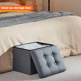 ALASDO Ottoman Storage Ottoman Footrest with Side Pocket Folding Ottoman with Srorage Small Ottoman for Living Room Study Bedroom Grey L17W13H13inches ALASDO
