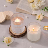 sunnyfuture 10 OZ Clear Candle Jars for Making Candles Set of 8, Ribbed Glass Candle Jars with Wood Lids and Labels, Candle Containers for DIY, Gifts, Home Decoration sunnyfuture