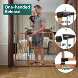 BABELIO 29-55" Extra Wide Baby Gate with Wood Pattern, Metal Auto Close Dog Gate,Pressure Mounted Pet Gate for Doorways, with Y Threaded Spindle Rods, No Tools Required BABELIO