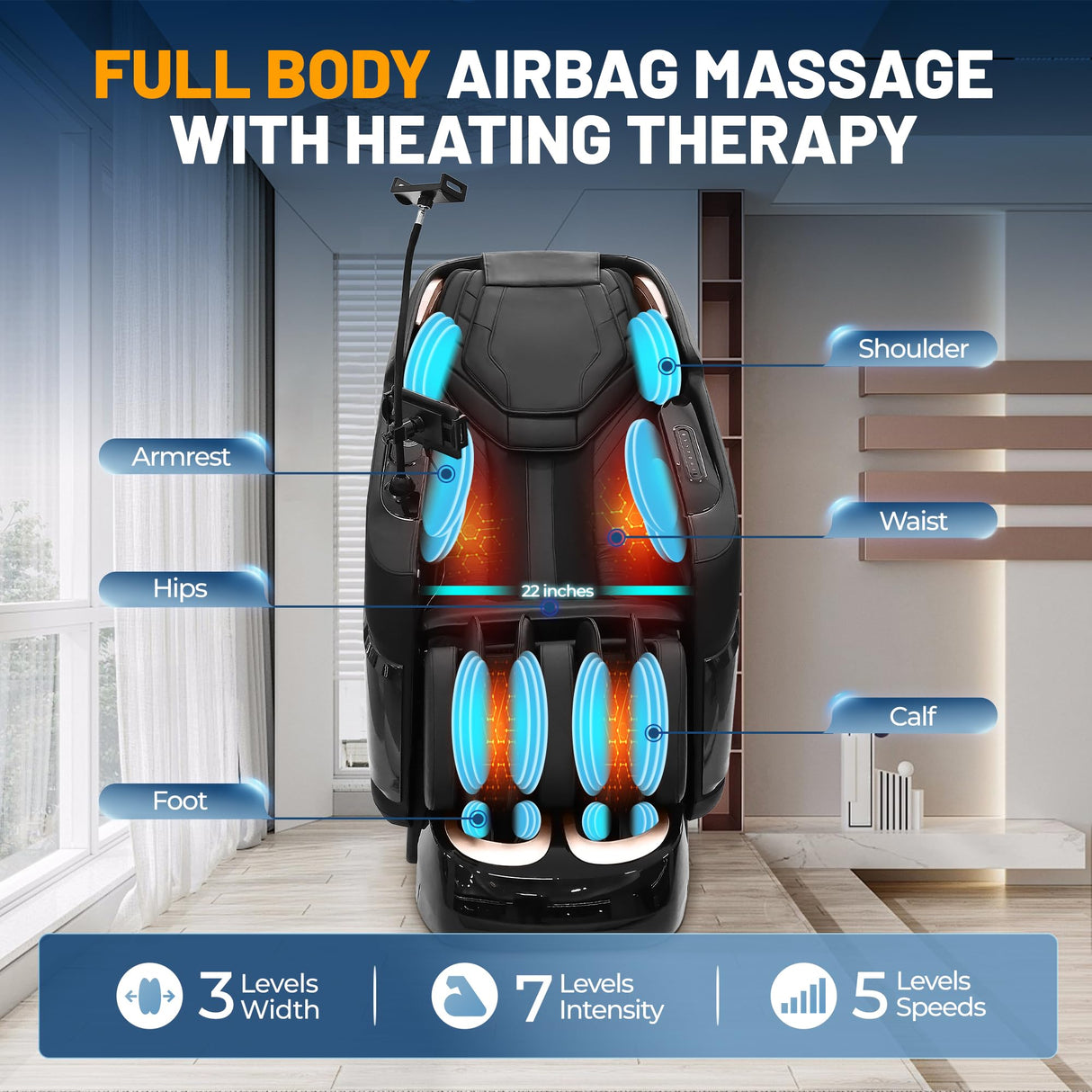 4D Massage Chair Full Body, Zero Gravity Chair with 57'' Dual-core SL Track, Music Synced Massage Recliner, Deep Yoga Stretch with Body Scan, Foot Rollers, Heating, Upgraded Calf, Bluetooth, Black Hitree