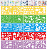 Stencil Drawing Kit for Kids, 25 Pcs Plastic Drawing Stencils with 400+ Shapes, Great Birthday Gift for Boy Girl Acoavo