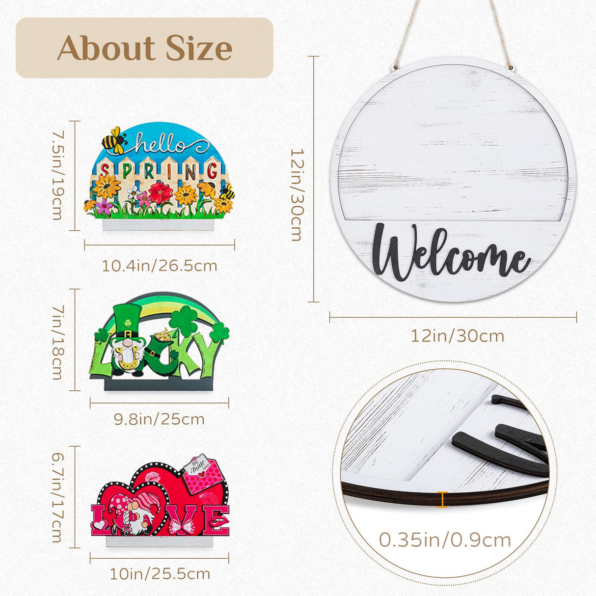 Walasis Welcome Sign for Front Door: 13pcs Interchangeable Christmas Winter Decor - Housewarming Gifts for New Home Seasonal Wreaths Outdoor Holiday All Season Decorations Walasis