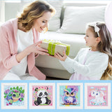 4 Pack Cartoon Diamond Art Kits for Kids, Crafts for Girls 8-12 Arts and Crafts for Kids Ages 4-8, 5D Cute Animals Diamond Art Painting for Adults Beginner, Gem Art for Home Wall Decor (6X6 inch) NANZHOO