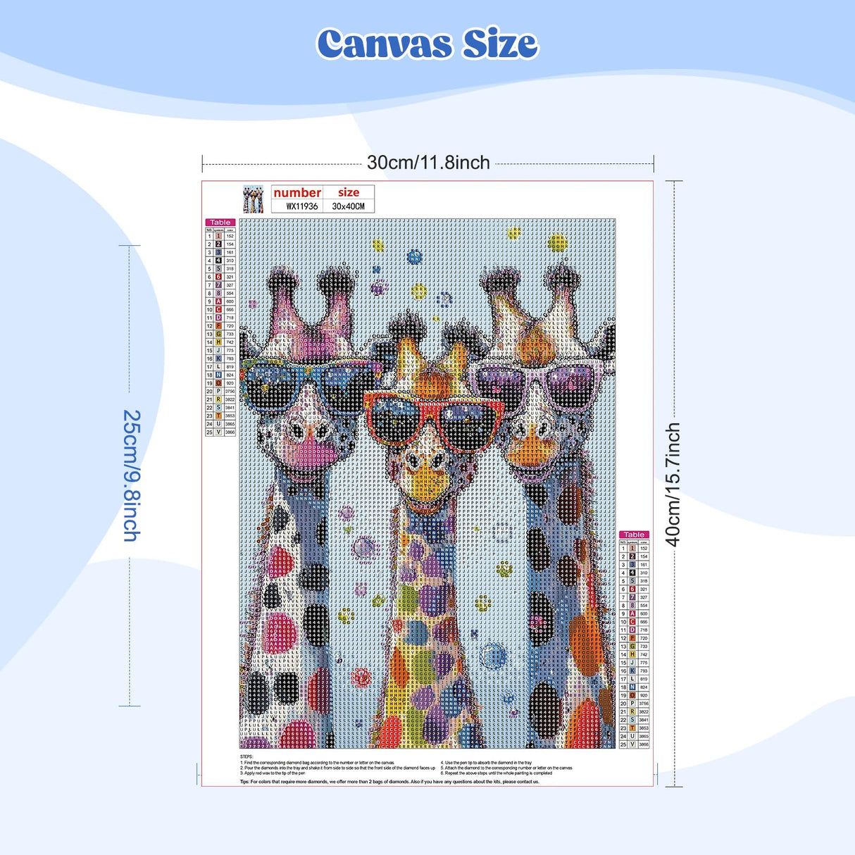 EOBROMD Diamond Art Painting Kits for Adults Giraffe Animal, 5D Full Drill Diamond Dots, DIY Diamond Art Painting Kits for Adults Beginners, Diamond Gem Art and Crafts for Home Wall Decor 12x16inch EOBROMD