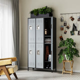 Letaya Metal Lockers for Employees-6 Door Storage Locker with Shelves and Lockable Steel Cabinet for School,Gym,Office,Staff (Black & Gray, 6 Door) Letaya