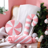 Anglechic 3 Pcs Christmas Pillows Decorative Throw Pillows Candy Merry Christmas Tree Stuffed Wool Soft Xmas Plush Cushion for Sofa Couch Bedroom Living Room(Pink) Anglechic