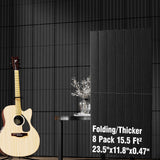 BSHEAD 8 Pack Self-Adhesive Fold Soundproof Wall Panels, 24 x 12 x 0.47 in Sound Proof Foam Panels for Walls, 1.2lb/ft³ High Density, Thicker 0.47in, Acoustic Panels, Sound Dampening Panels Black BSHEAD