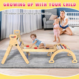 Xickboke Pikler Triangle Set Flag Style, Wooden Montessori Climbing Set,Foldable Pickler-3-Piece Climbing Gym with Triangle Climbing Frame, Arch, Ramp, Indoor Climbing Toys for Children Aged 1-3 Xickboke