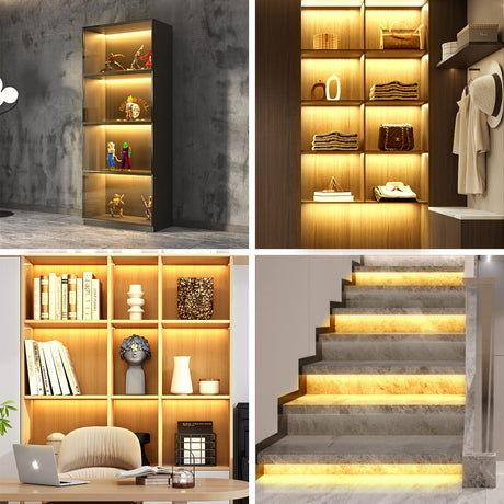 WOBANE LED Shelf Light, LED Closet Light Kit, 4PCS 20inch Pre-Cut Strip Bars, Designed for Shelves,Display Case, Bookshelf, in Cabinet Lighting, 2700K Warm White WOBANE