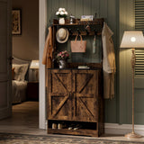 Vantic Farmhouse Hall Tree with Shoe Storage Cabinet, 14 Coat Hooks & 6 Tier Organizer, Rustic Brown Vantic