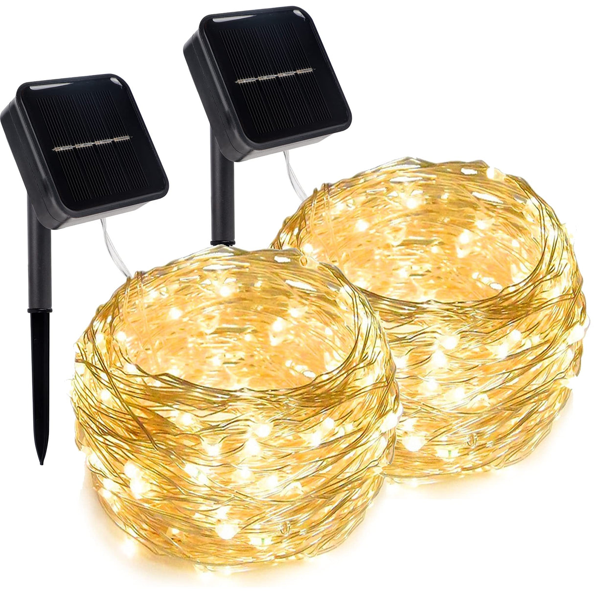 Twinkle Star 2 Pack Solar String Lights Outdoor, Total 80 FT 240 LED Solar Fairy Lights Outside Waterproof 8 Modes, Christmas Tree Light for Patio Garden Party Backyard Wedding Decor Warm White Twinkle Star