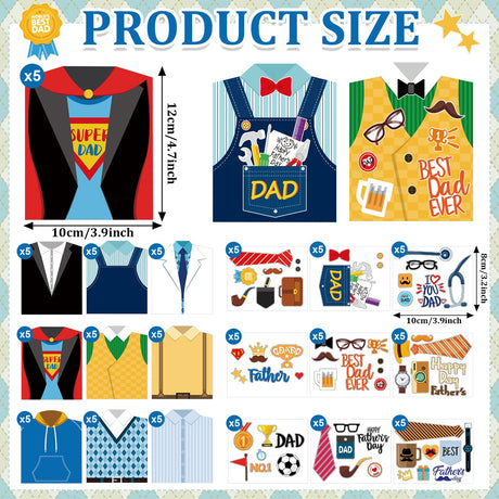 45 Set Father's Day Card Making Kits for Kids, Father's Day Shirt DIY Crafts, Bulk Father's Day Handmade Crafts for Classroom. (Father 45) Sereliy