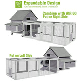 GUTINNEEN Large Chicken Coop on Wheels Mobile Wooden Hen House Weatherproof Duck Poultry Cage 67.3" L for 6-8 Chickens with 6 Nesting Box GUTINNEEN