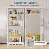 HWB 71" Glass Door Curio Cabinet with RGB LED Lights (White) HWB