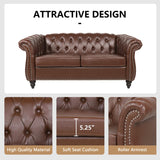 QHITTY 3 Piece Living Room Set, Sectional Chesterfield Sofa Chair Contemporary Upholstered Leather Loveseat Couch Sets for Living Room, Bedroom, Office QHITTY