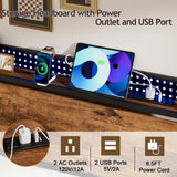 Furnulem Rustic Queen Platform Bed Frame with RGB LED Lights & Integrated Storage Headboard Furnulem