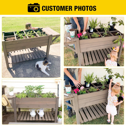 Aivituvin 52.7x22x30in Raised Garden Bed, Elevated Wood Planter Box Stand for Outdoor Gardening, Liner Included, 230lbs Capacity - WoodArtSupply