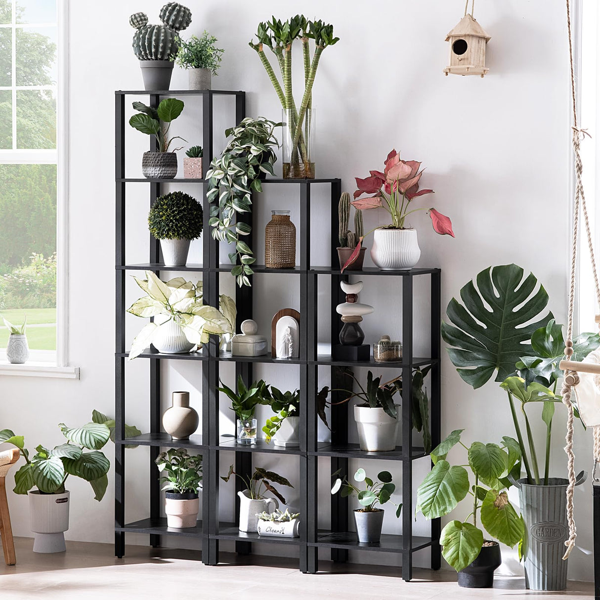 YUFAM 54in Tall Bookshelf 5-Tier Small Narrow Bookcase, Skinny Book Shelf for Small Space, Farmhouse Slim Shelf with Storage, Wood Freestanding Display Thin Bookshelves for Living Room, Office, Black YUFAM