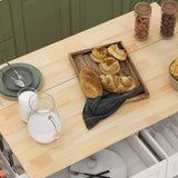 HOMCOM Rolling Kitchen Island Drop Leaf, Kitchen Cart on Wheels, Solid Wood Top Breakfast Nook with Storage Drawers, 4-Door Cabinets and Spice Rack, Cream White HOMCOM