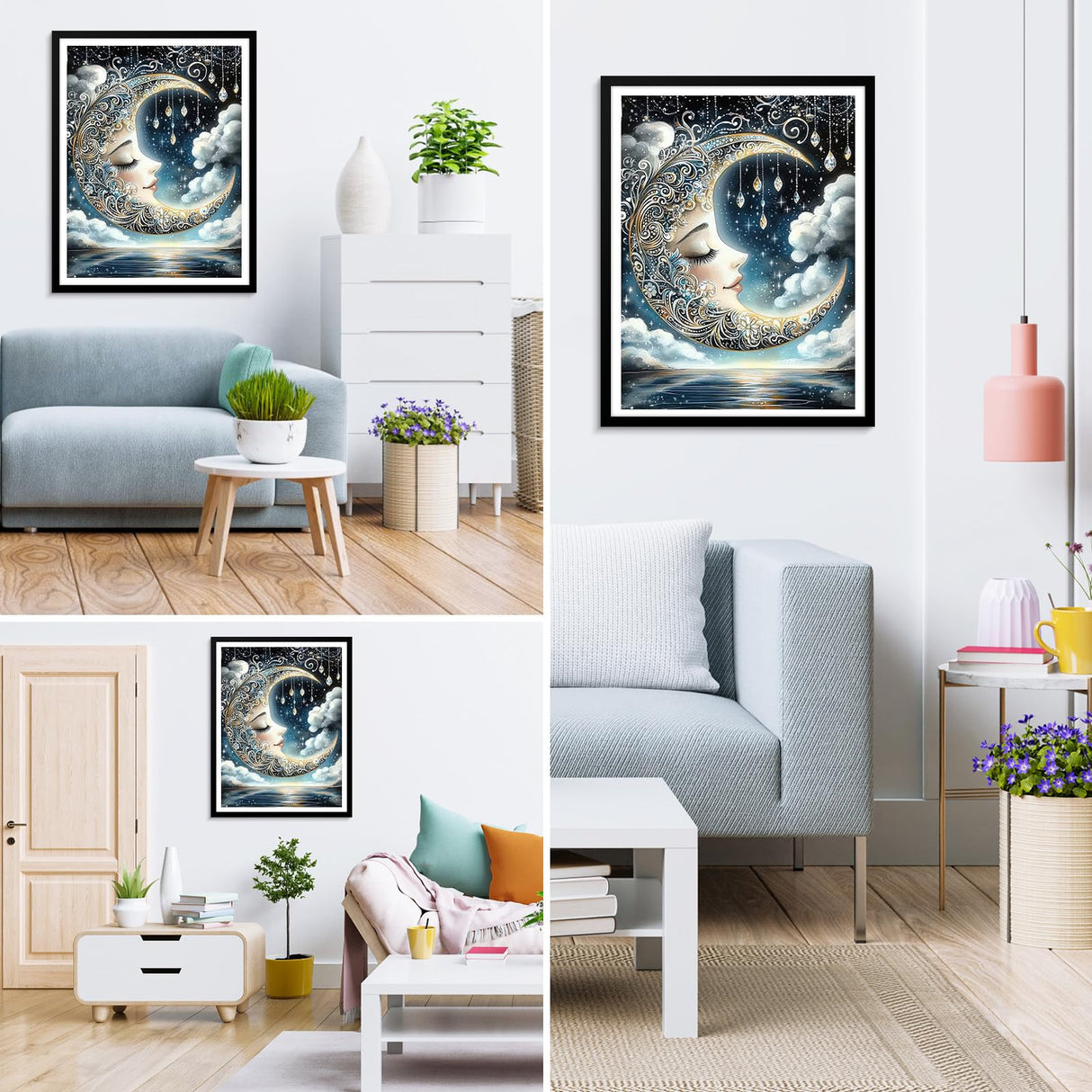 MXJSUA DIY Moon Goddess Diamond Painting Kits for Adults, Diamond Gem Art Painting for Beginners, Diamond Picture with Full Round Drill Dots Craft Set Gift, 12 * 16 Inch MXJSUA