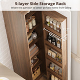 IRONCK 70" Pantry Storage Cabinet, Single Cabinet Pantry, Freestanding Tall Narrow Cupboard with 11 Adjustable Shelves for Dining Room, Living Room, Walnut and White IRONCK