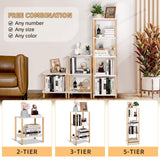 YGYQZ Bookshelf, 5-Tier High Vertical Book Shelf with Large Capacity, DIY Stackable Wooden and Metal Bookshelf Organizer, Suitable for Living Rooms, Offices, Bedrooms, and Studies YGYQZ