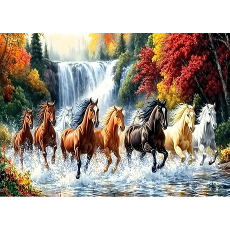 MXJSUA Running Horse 5D Diamond Painting Kits for Adults, Diamond Art Kits for Beginner, DIY Full Round Drill Diamond Dots Gem Art Kits for Home Wall Decor 12x16 Inch MXJSUA