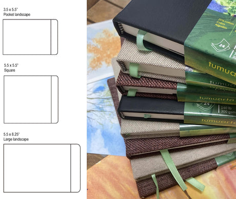 tumuarta Watercolor Journal, 3.5x5.5”, 140 LB, 300 GSM, Cotton Paper, Cold Press, 24 Sheets, 48 Pages, Watercolor Sketchbooks for Use As Travel Notebook Mixed Media Pad On The Go tumuarta