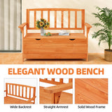 AVAWING Outdoor Storage Bench, Wooden Garden Bench Weatherproof, Patio Benches for Outside, 2-Seat Front Porch Bench, Park Bench for Deck, Lawn, Backyard(Natural) AVAWING