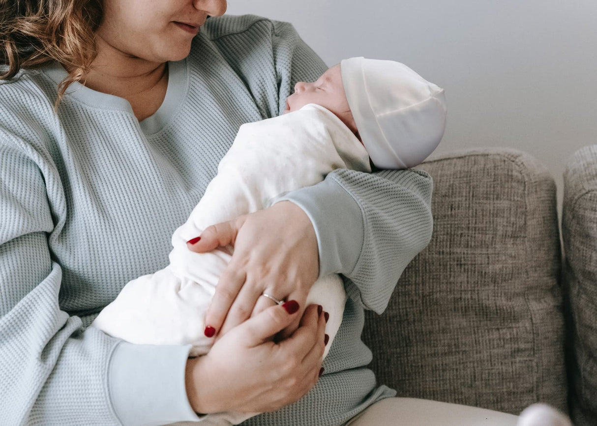 RATIVE Stretchy Swaddle Blanket Receiving Blankets with Headband Cap for Unisex Newborn Baby 0-3 Months Boys Girls (3-White Blankets) RATIVE