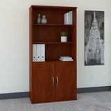 Bush Business Furniture Series C 36W 5 Shelf Bookcase with Doors in Hansen Cherry Bush Business Furniture